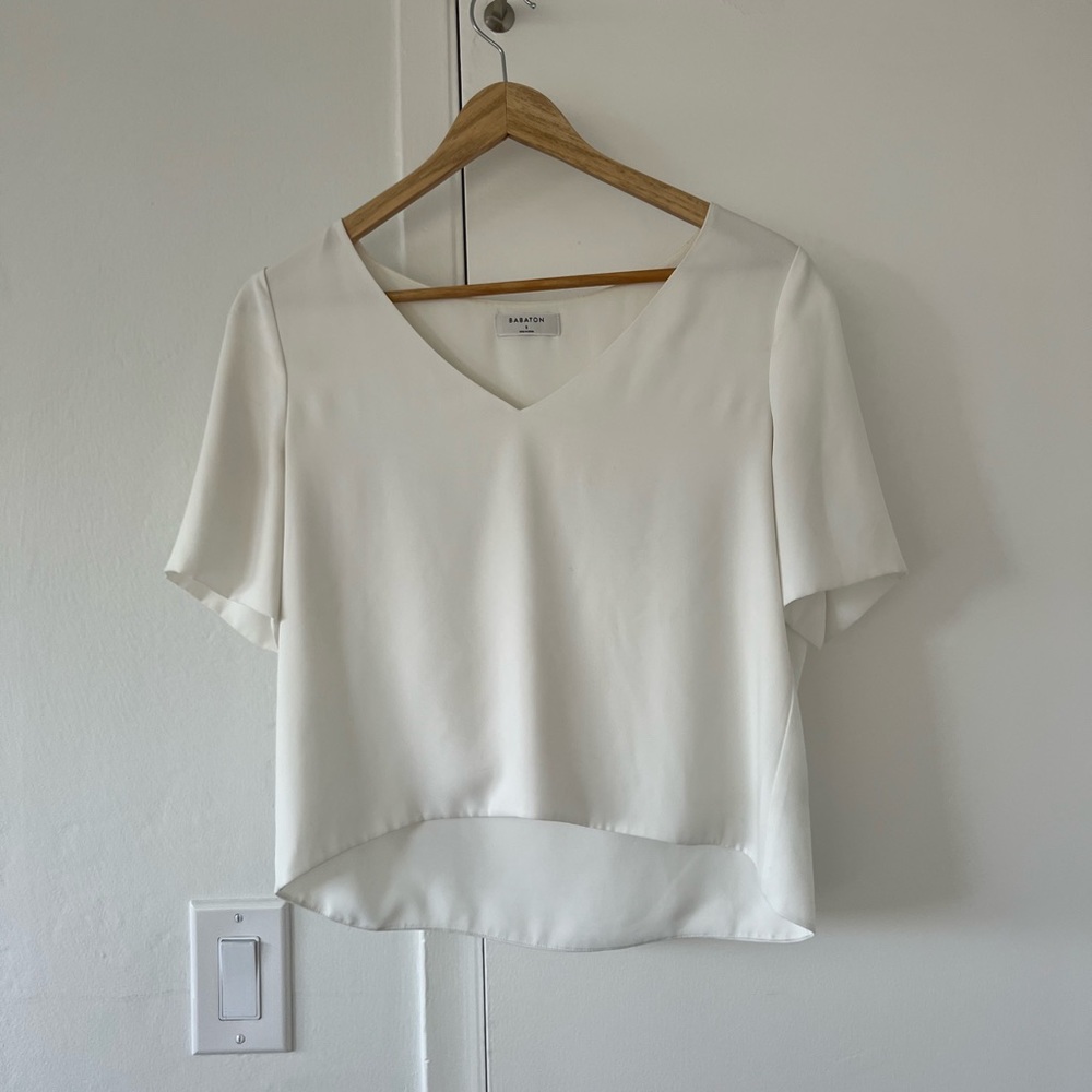 Babaton white short sleeve Blouse. Dress up, dress down!